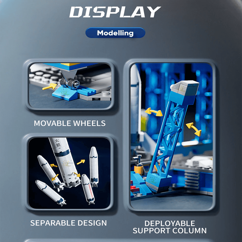 Raketbyggklossar - Kreativa Byggleksaker för Barn, Rymdraket Byggset och DIY Konstruktionsklossar-Byggsats-BB-Hemnix