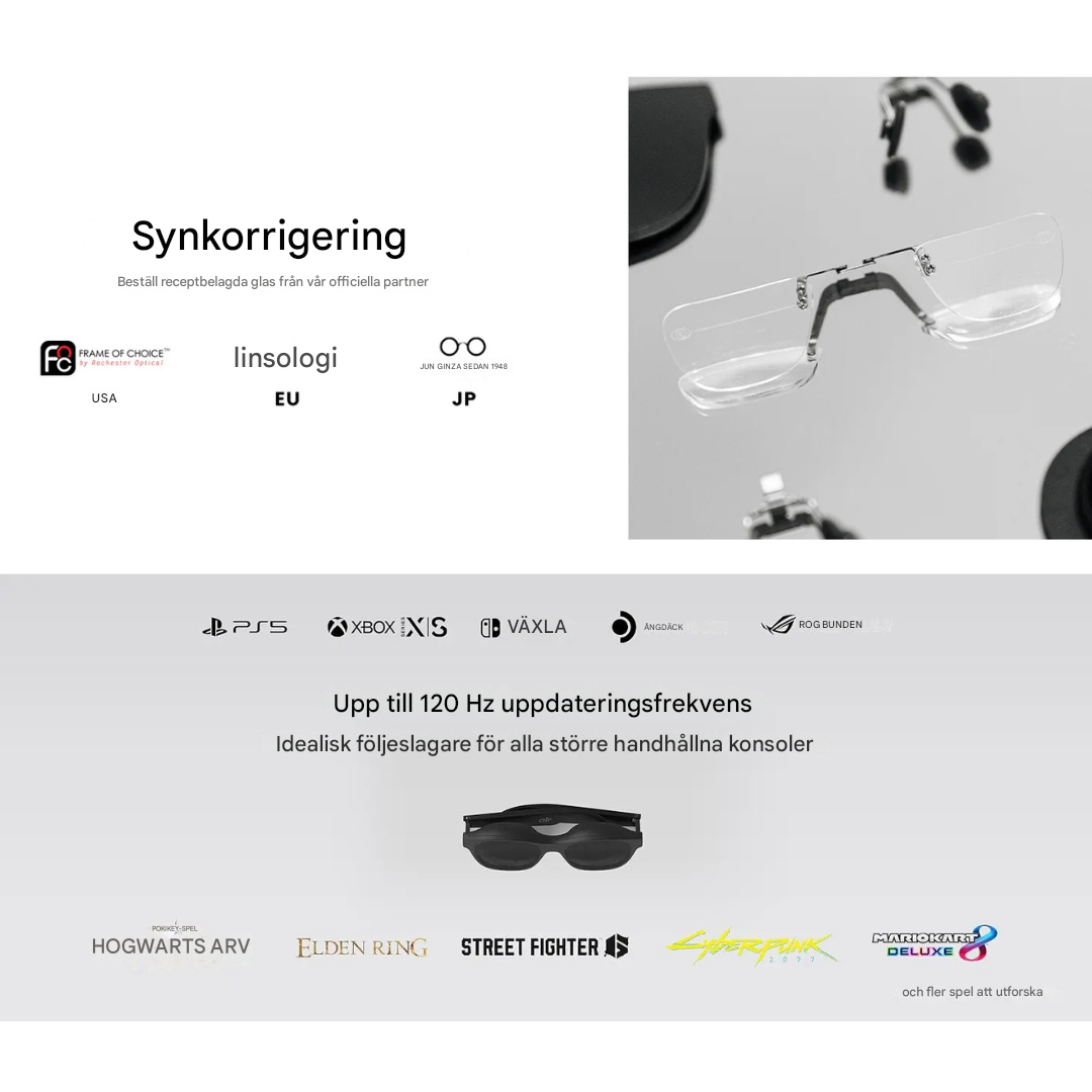 OptiView - Bärbara smarta AR-glasögon med 330 Tums Skärm 1080P HD 120Hz Lättvikt för Lång Användning-Solglasögon-BB-Hemnix