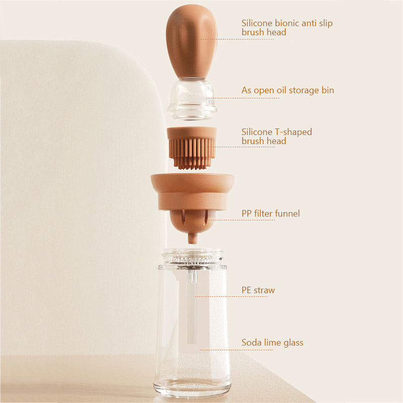 Oljeflaska i Glas med Silikonborste Kök Mat-Kök-BB-Hemnix