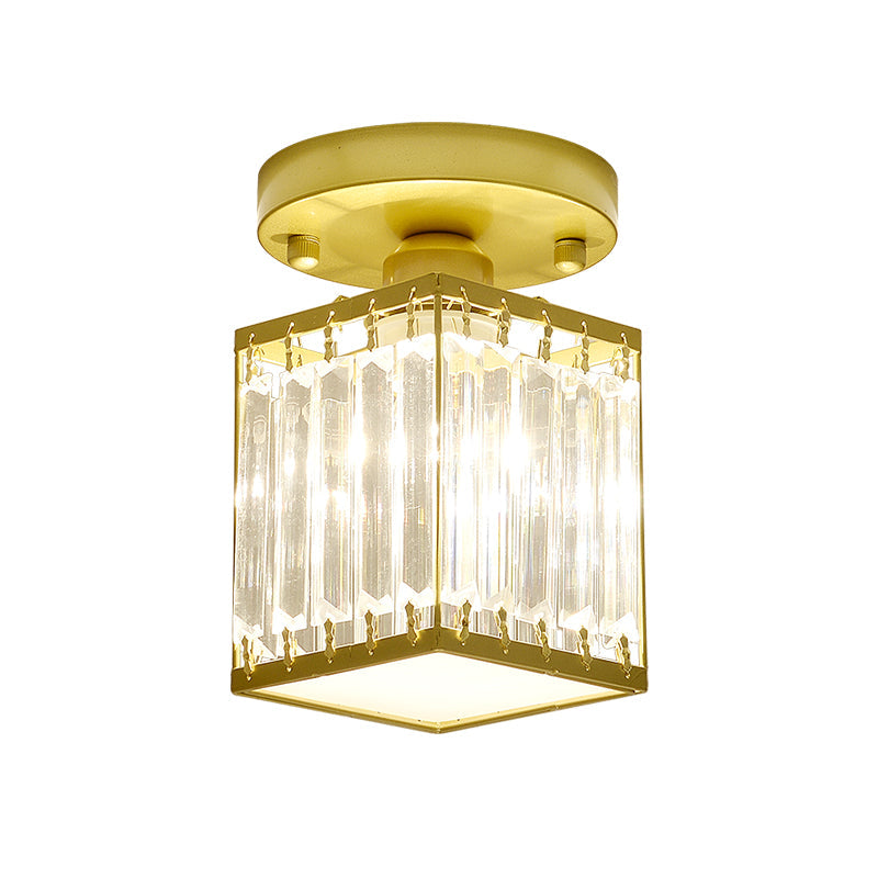 Kristall Foyer Plafondslampa - Modern Svart/Guld Semi-Flush Design Carvallo