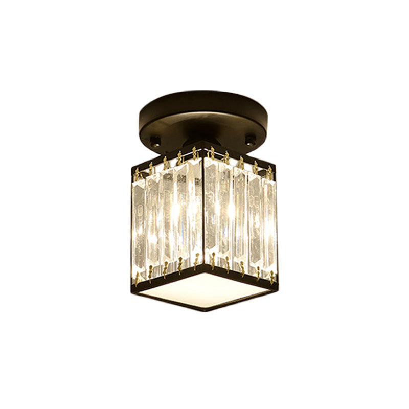Kristall Foyer Plafondslampa - Modern Svart/Guld Semi-Flush Design Carvallo