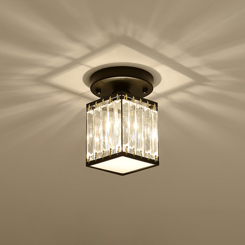 Kristall Foyer Plafondslampa - Modern Svart/Guld Semi-Flush Design Carvallo