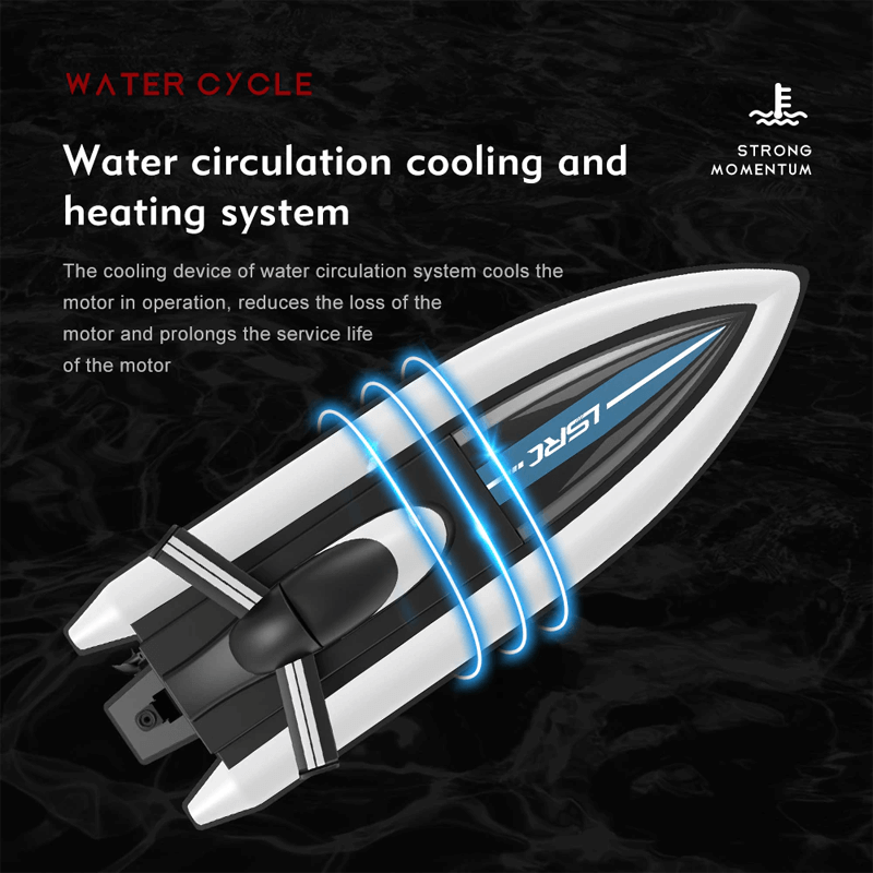 Snabb Fjärrstyrd Båt – 25km/h Racerbåt med IPX4 Vattentäthet och Vattenkylningssystem-Radiostyrt-BB-Hemnix