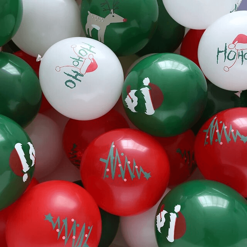 God Jul Ballonger i Flera Färger - Latexballonger Festballonger-Jul-BB-Blandade Tryck-10 st-Hemnix