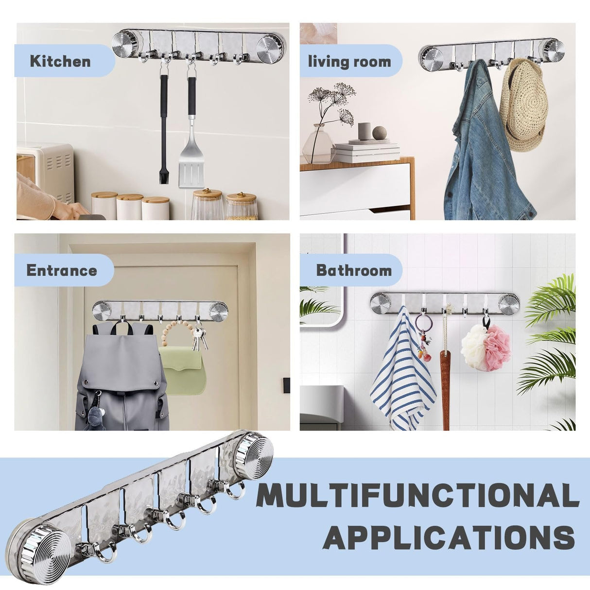 Platsbesparande sugkrokar – 5 hopfällbara justerbara vägghängare, ingen borrning behövs MILA Sverige