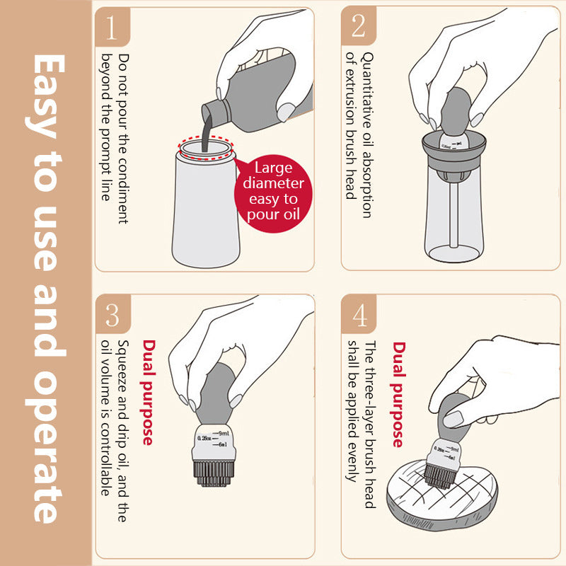 Oljeflaska i Glas med Silikonborste Kök Mat-Kök-BB-Hemnix