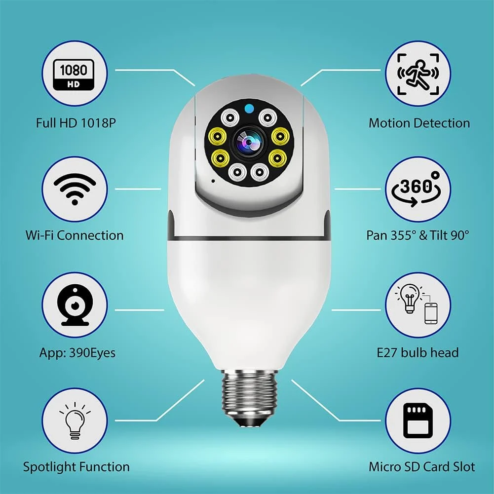 HD Trådlös Utomhus WiFi Övervakningslampa Säkerhetskamera Med Rörelsedetektering Carvallo