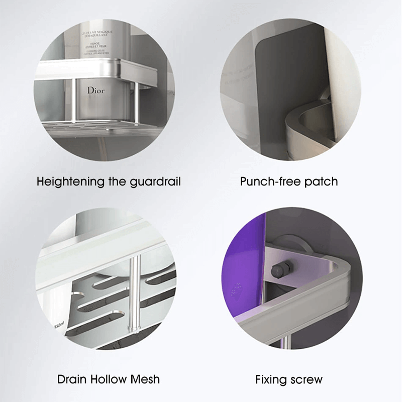 Väggmonterad Förvaringshylla – Utdragbar Hörnhylla för Badrum-Organisering Badrum-BB-Hemnix