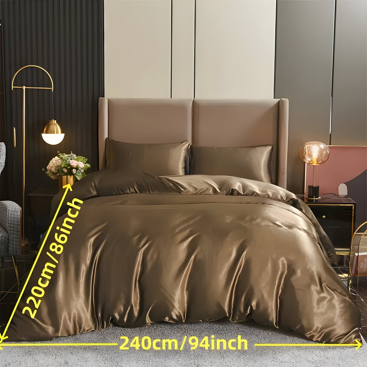 SatinNest Duntäcke Set - 3 delar. Satin Sängskydd Set Carvallo