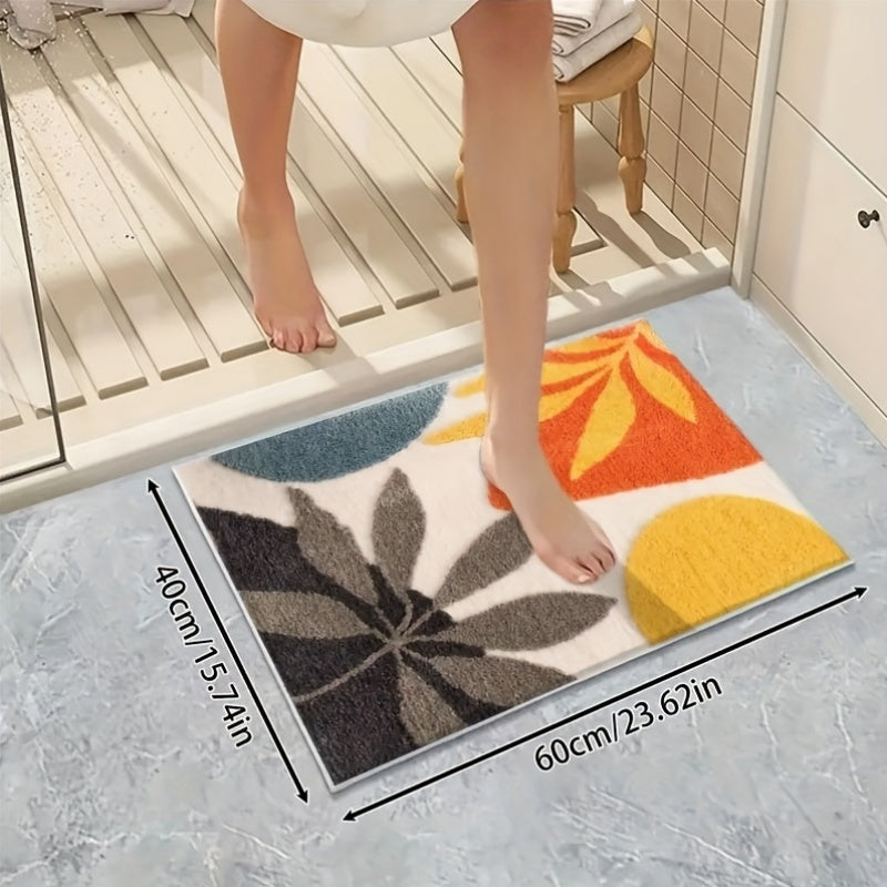 Abstrakt Geometrisk Badmatta – Absorberande och Mjuk för Badrum eller Kök Carvallo