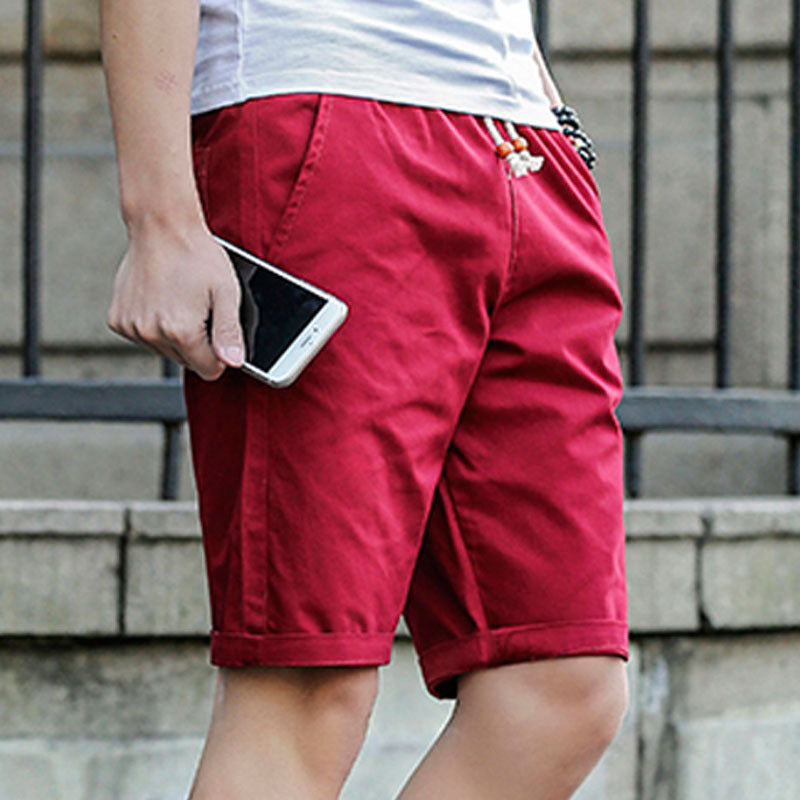 Herr Shorts Avslappnat Cordmaterial Justerbar Snörning Hemnix