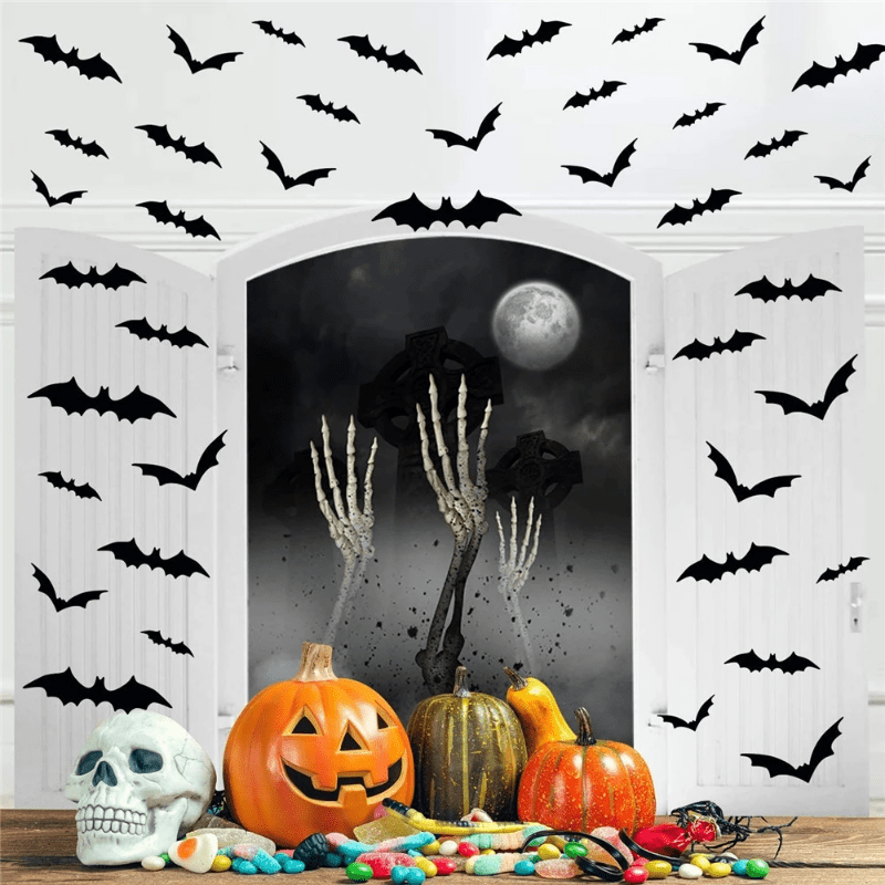 Väggdekaler 3D Halloween Fladdermus Dekoration Set Carvallo
