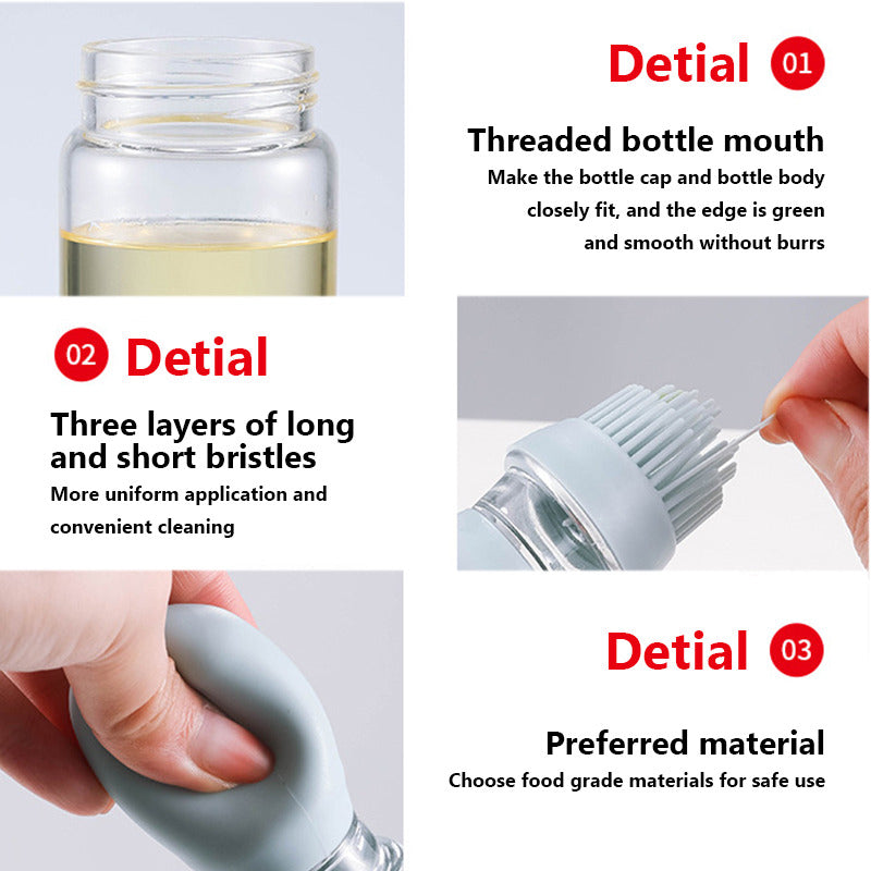 Oljeflaska i Glas med Silikonborste Kök Mat-Kök-BB-Hemnix