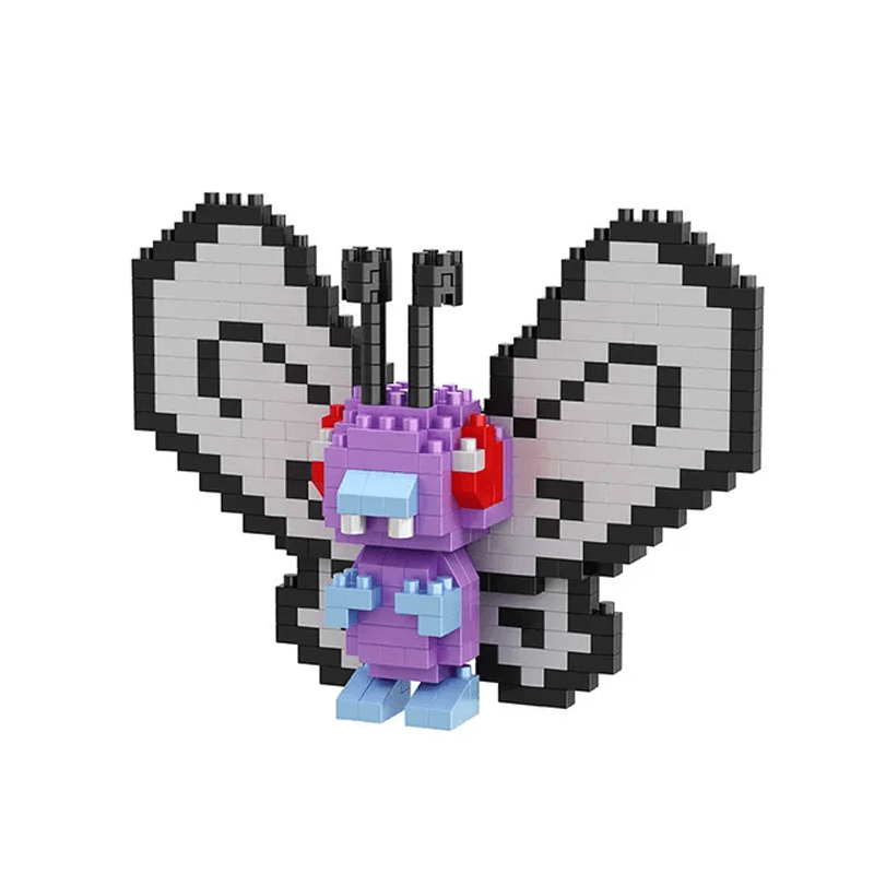 Poke Karaktärs Nanoblocks Anime Byggklossar-Byggsats-BB-Butterfree-Hemnix