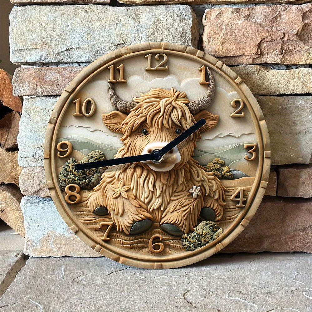 HighlandCharm - Stille Väckarklocka med Högländsk Ko Carvallo