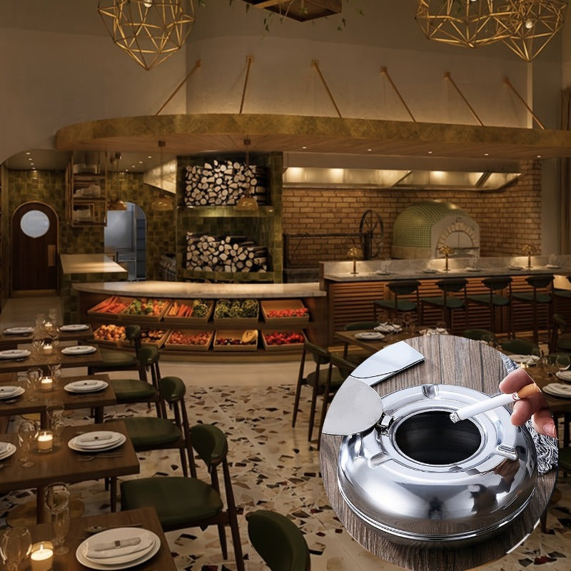 Rostfritt Stål Askfat med Lock – Vindskyddat och Rostfritt Askfat för Inomhus- och Utomhusbruk Carvallo