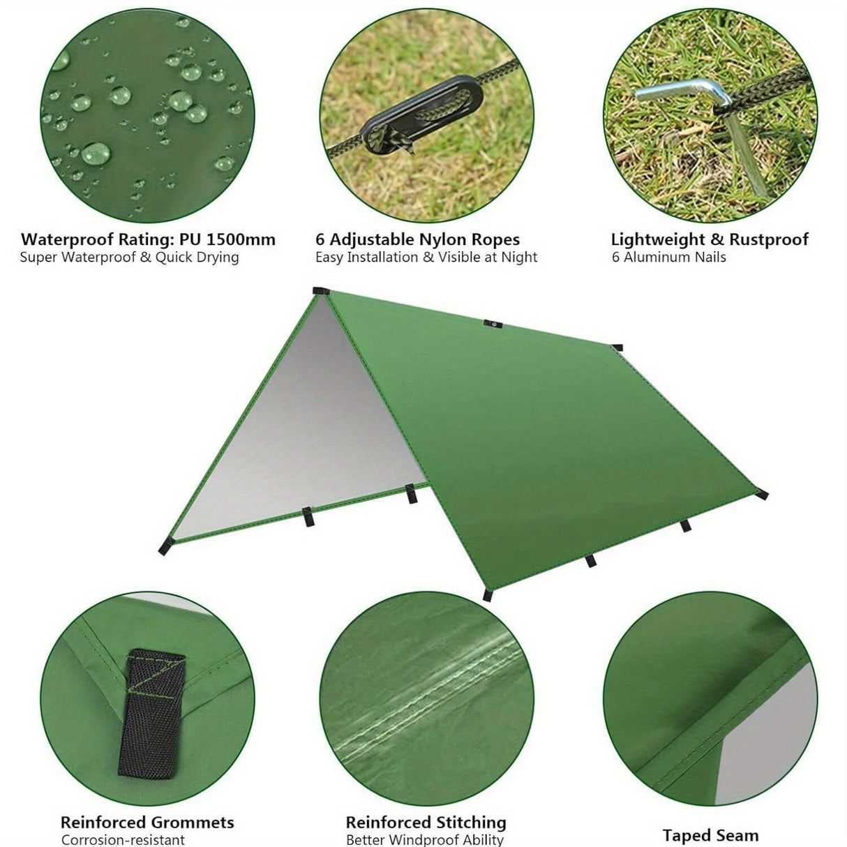 Carvallo-Solskydd TrekShade 3x3 m | Vattentät & Vindskyddande | Lätt & Bärbar | Inkl. Plugg & Bärväska Carvallo