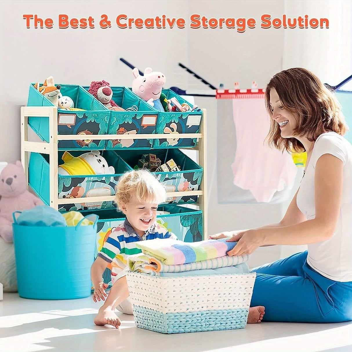 Leksaksorganisatör med 3 nivåer och förvaringslådor – Perfekt för barnrum och leksaksförvaring Carvallo