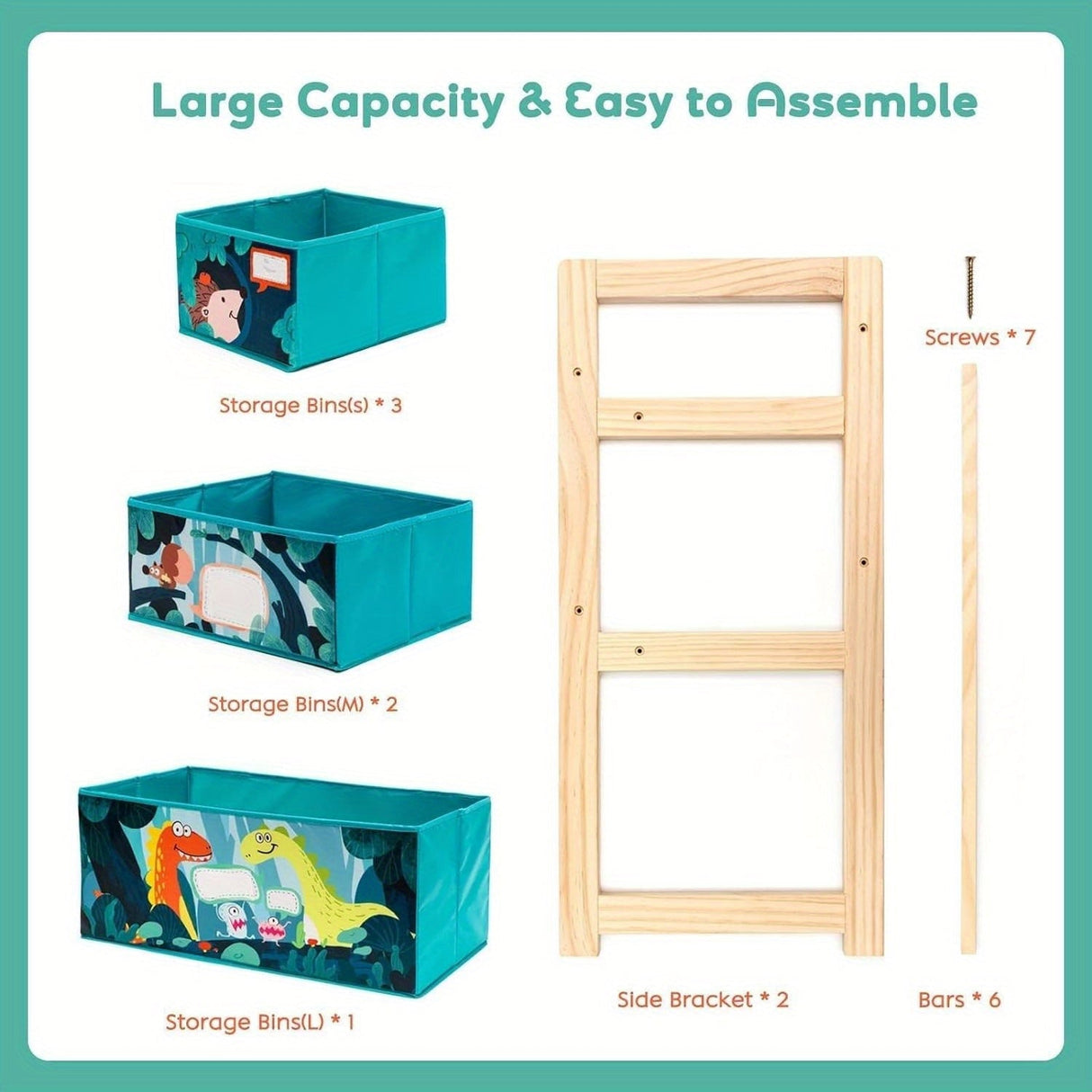 Leksaksorganisatör med 3 nivåer och förvaringslådor – Perfekt för barnrum och leksaksförvaring Carvallo