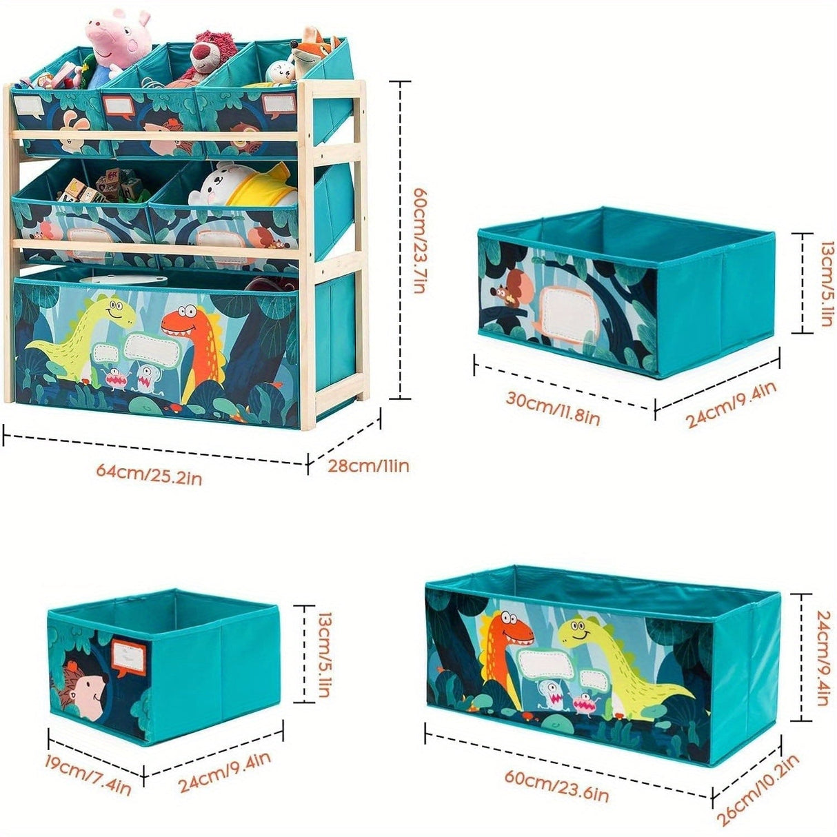 Leksaksorganisatör med 3 nivåer och förvaringslådor – Perfekt för barnrum och leksaksförvaring Carvallo