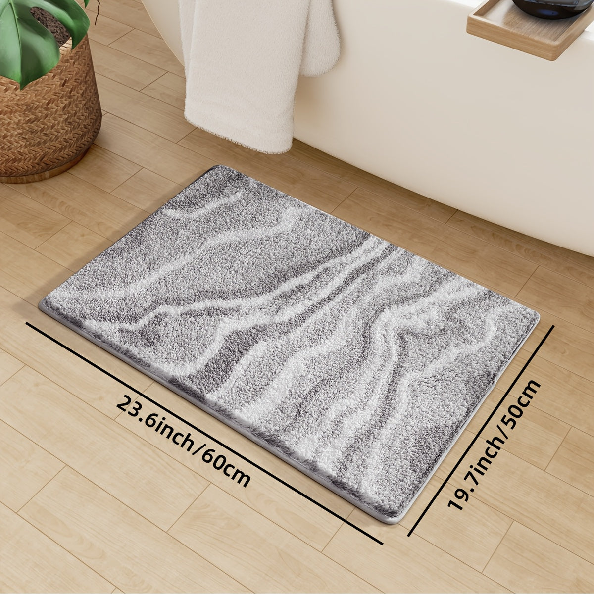 Modern Zebra Badmatta | Mjuk Plysch | Absorberande Halkfri Polyester | Brick by Brick Carvallo