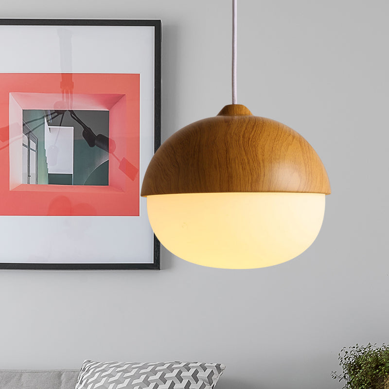 NutGlow - Modern nötformad pendel med glas och träelementen Carvallo