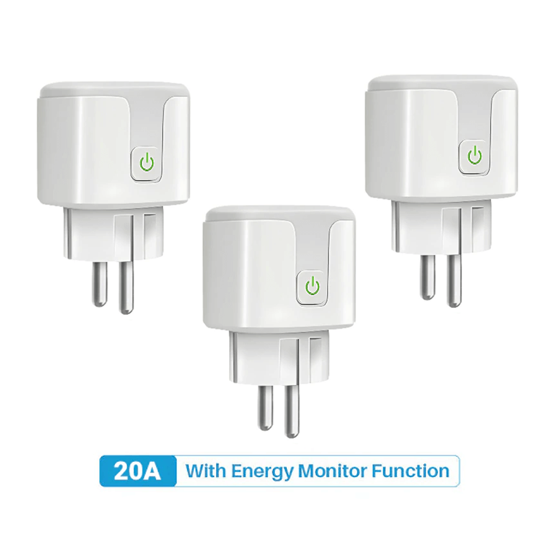 Smart WiFi-Kontakt 16A/20A – Röststyrd Uttagsadapter-Smarta Hem Elkontakt-BB-Smartkontakt 20A-3 st-Hemnix