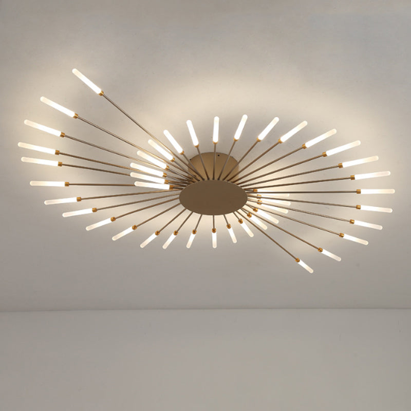 Modern taklampa i svart/guld burst - 12/18/28 LED-lampor semi flush montering för sovrum Carvallo