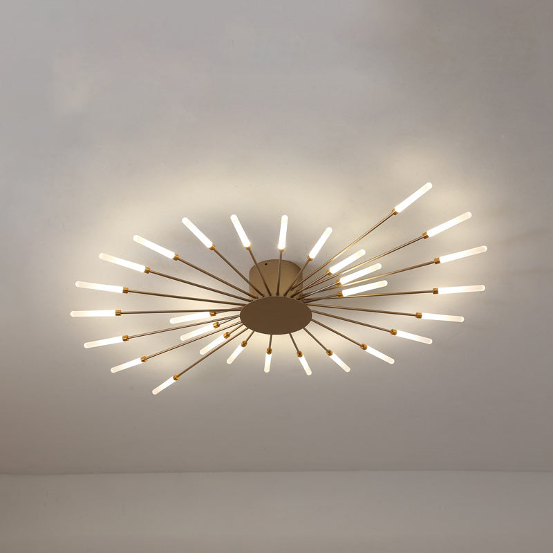 Modern taklampa i svart/guld burst - 12/18/28 LED-lampor semi flush montering för sovrum Carvallo