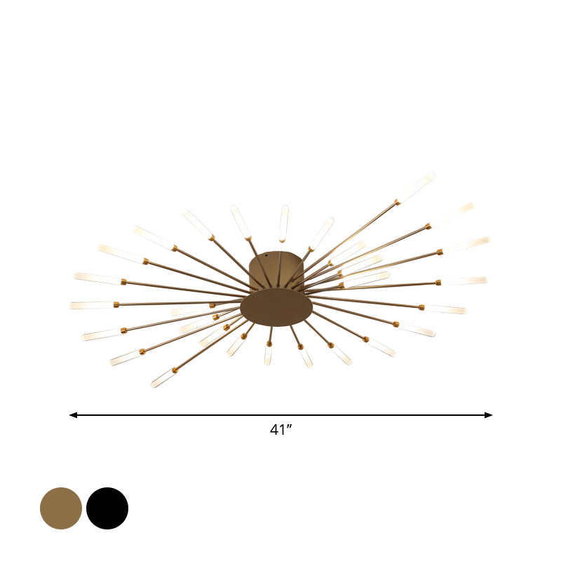 Modern taklampa i svart/guld burst - 12/18/28 LED-lampor semi flush montering för sovrum Carvallo