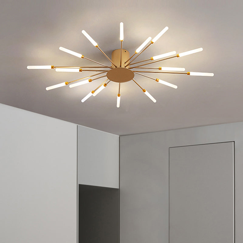 Modern taklampa i svart/guld burst - 12/18/28 LED-lampor semi flush montering för sovrum Carvallo