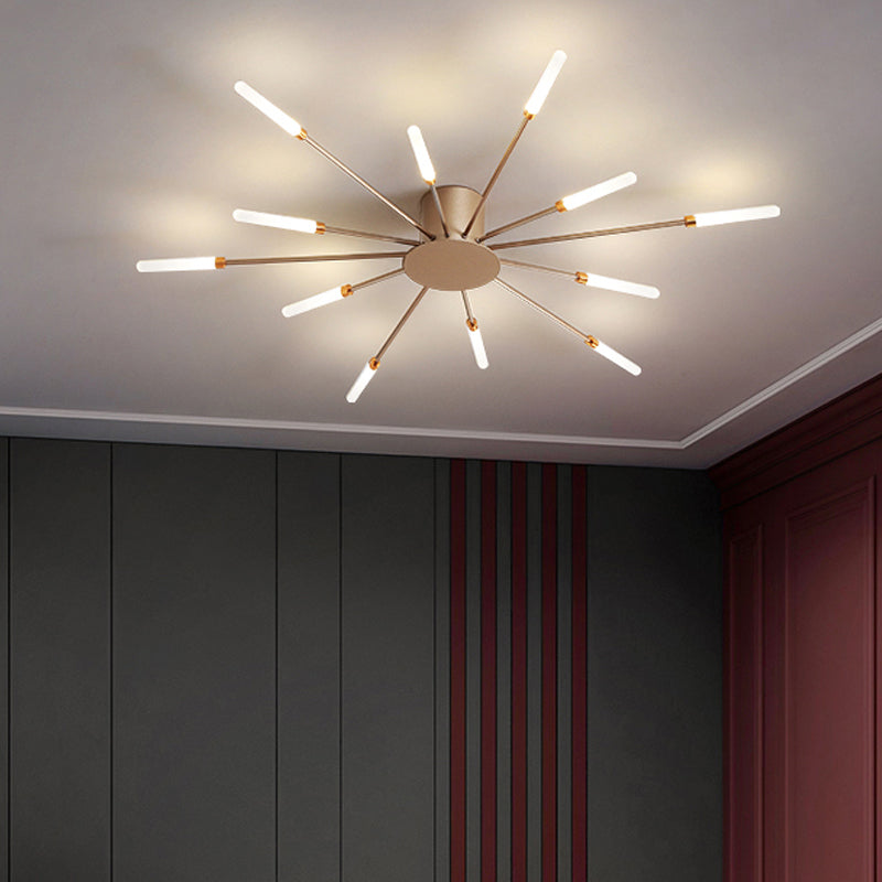 Modern taklampa i svart/guld burst - 12/18/28 LED-lampor semi flush montering för sovrum Carvallo