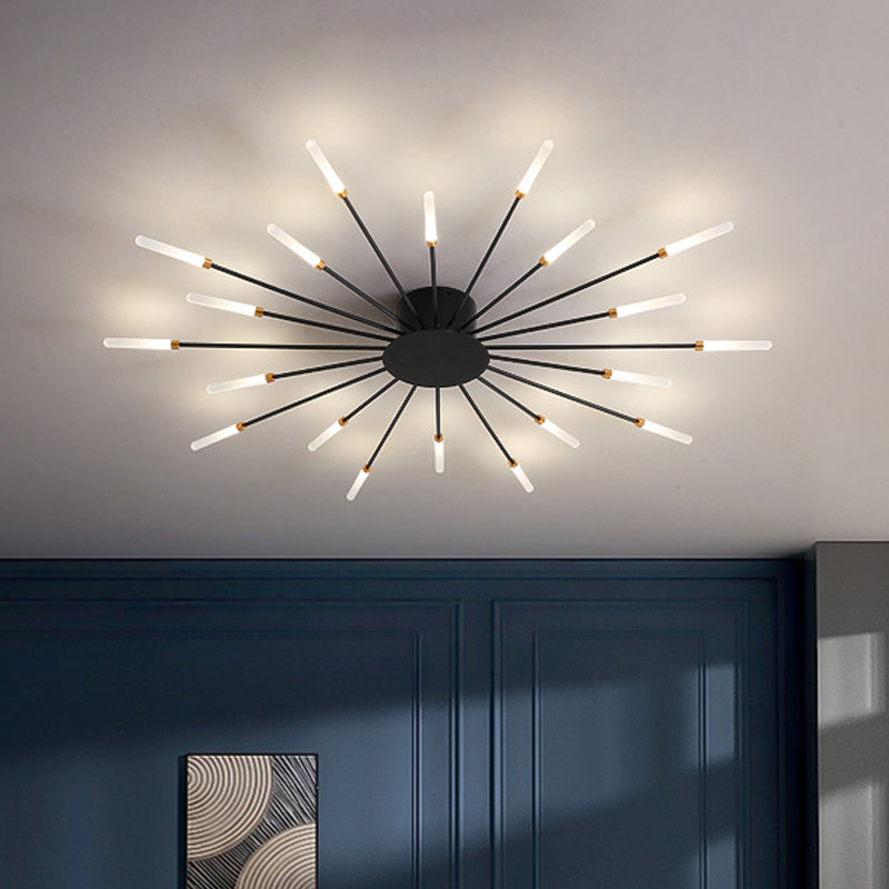 Modern taklampa i svart/guld burst - 12/18/28 LED-lampor semi flush montering för sovrum Carvallo