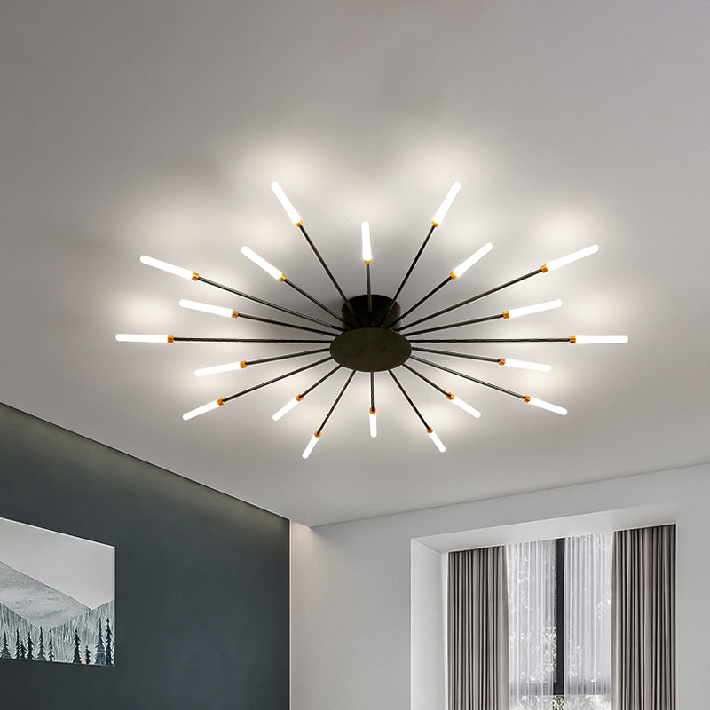Modern taklampa i svart/guld burst - 12/18/28 LED-lampor semi flush montering för sovrum Carvallo