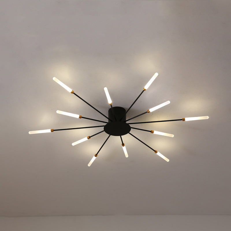 Modern taklampa i svart/guld burst - 12/18/28 LED-lampor semi flush montering för sovrum Carvallo