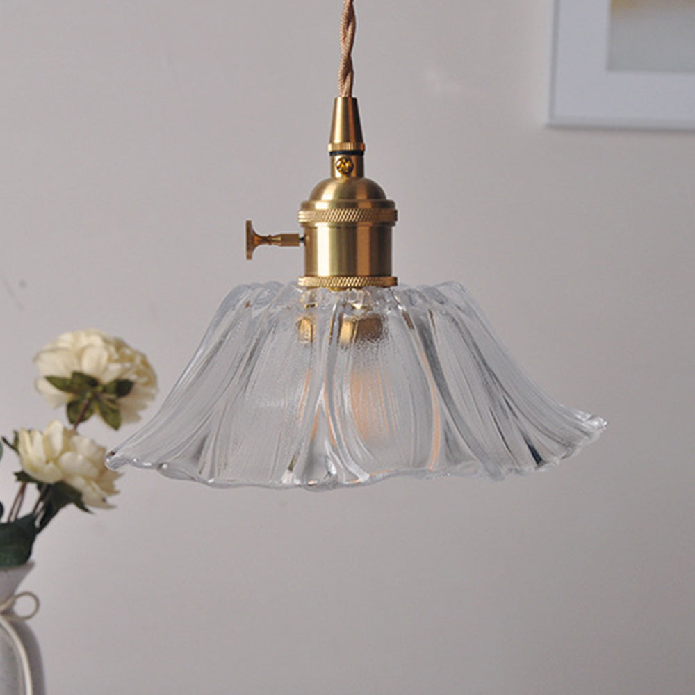 Vintage Floral Glass Pendant Light | Retro Elegance | Warm Glow | Justerbar Hängande | Brick by Brick Carvallo