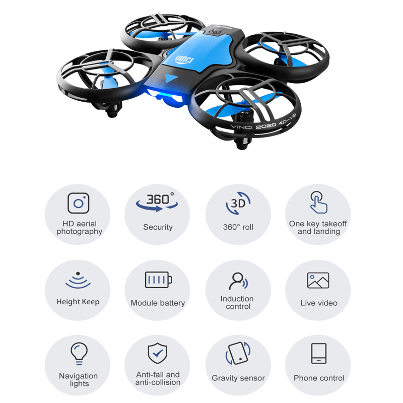 Mini RC Drönare – 480P Kamera WiFi FPV, Höjdhållning och Vikbar Design-Radiostyrt-BB-Hemnix