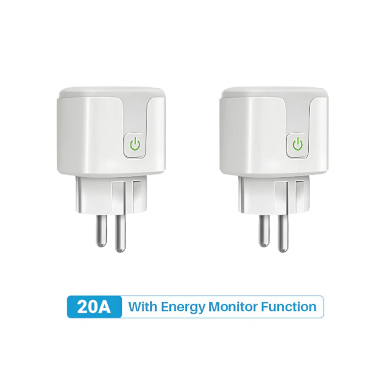 Smart WiFi-Kontakt 16A/20A – Röststyrd Uttagsadapter-Smarta Hem Elkontakt-BB-Smartkontakt 20A-2 st-Hemnix