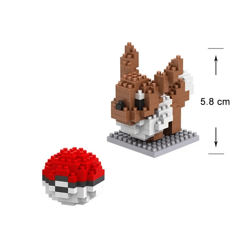 Poke Karaktärs Nanoblocks Anime Byggklossar-Byggsats-BB-Eevee/PokeBall-Hemnix