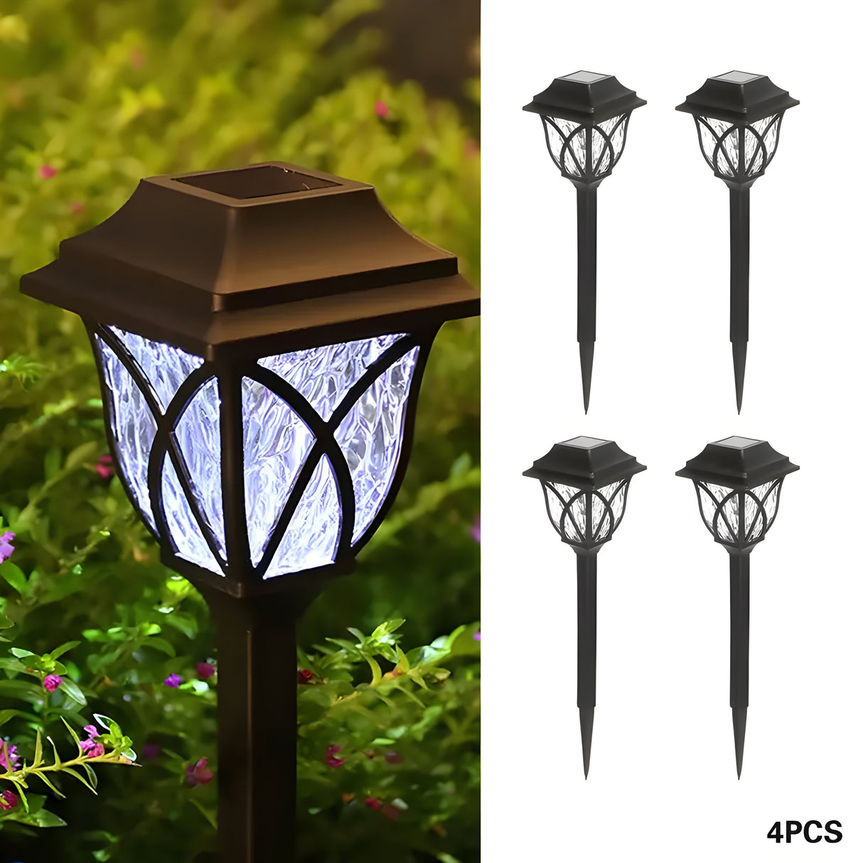 HexaGlow Ljus – 4-pack Retro Fyrkantiga Trädgårdssolarlampor Carvallo