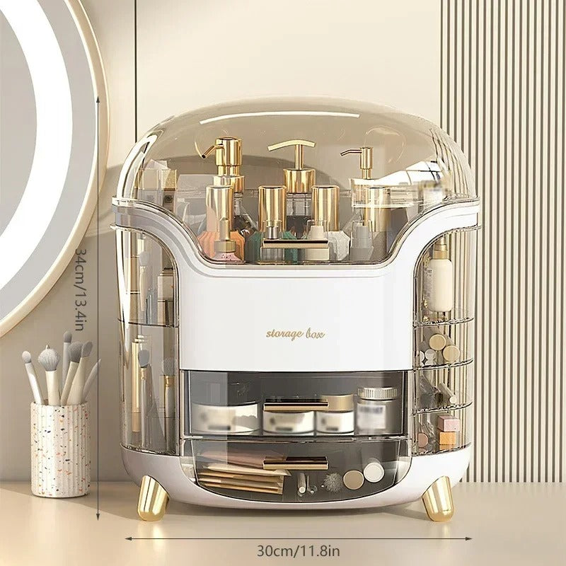 Transparent Desktop Makeup Organizer – Stort kapacitet dammavvisande smycke- och kosmetikaförvaringslåda Carvallo