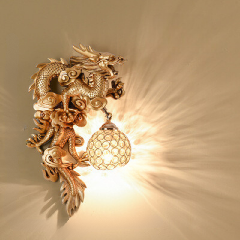 LuxeFlame - Draken Phoenix Vägglampa | Mystisk LED Belysning Carvallo