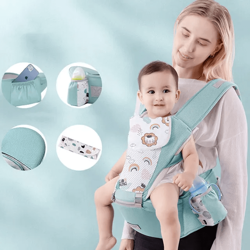 Ergonomisk Barnsele med förvaring-Barn-BB-Grön Djurmönster-Hemnix