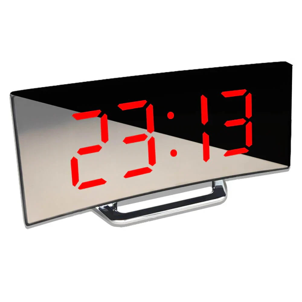 Svängd LED-digital väckarklocka i modern stil Carvallo