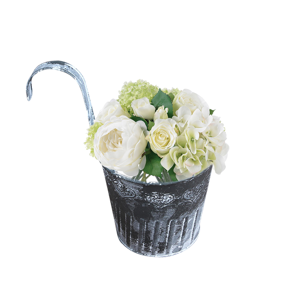 Hängande metallblomkruka i vintage design – Dekorativ blomkruka för inomhus- och utomhusbruk Carvallo