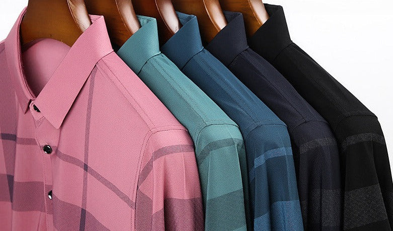 Slim-Fit Plaid Polo för män-Clothes for Men-Bellasverige-Hemnix