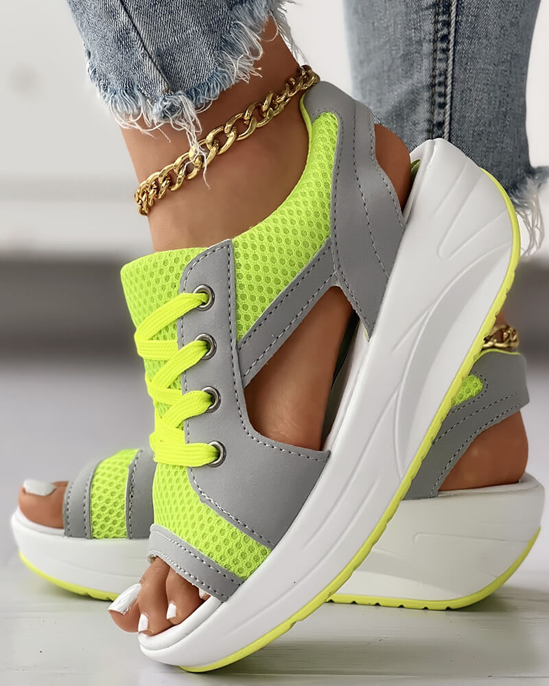 Chic Panelklädda Snörskor Sandaler-Shoes for Women-Hemnix-Hemnix