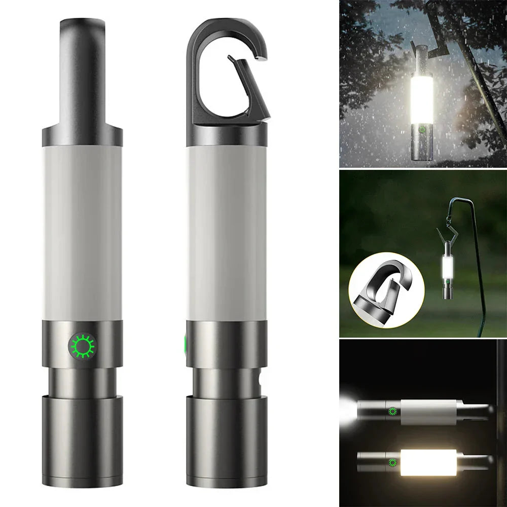 LED-ficklampa med flerfärgade filter – uppladdningsbar USB-C-lampa med camping- och nödbelysningsfunktion Carvallo