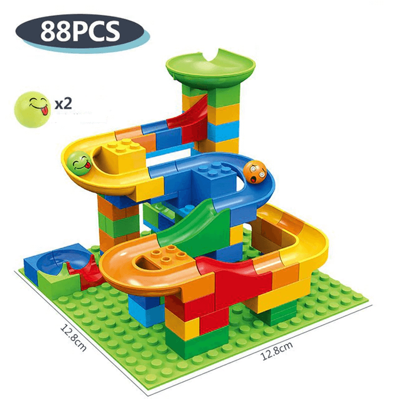 Marble Run Byggklossar – Kreativ Labyrint med Rutschkana och Kulbana för Barn – Pedagogisk Lek för Problemlösning och Fantasi-Byggsats Kulbana-BB-88 stycken-Hemnix