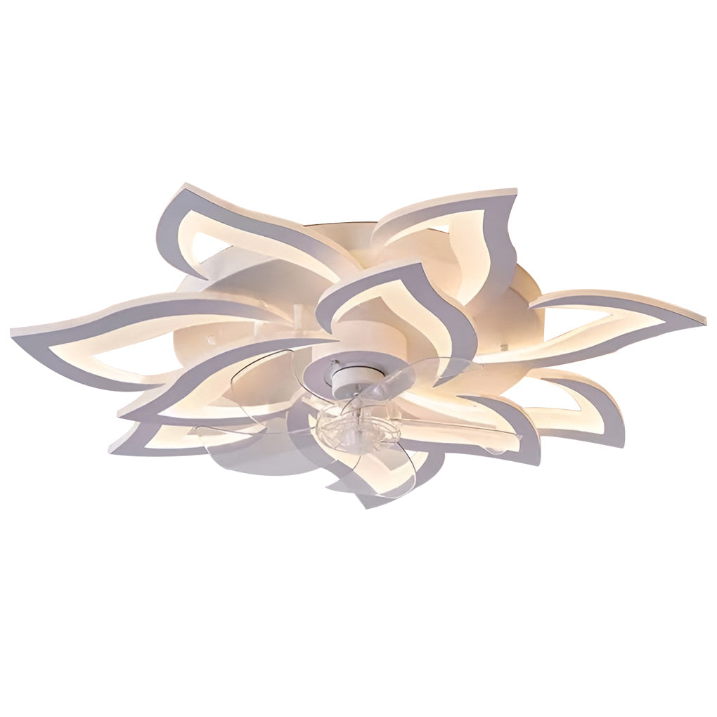 Takfläktlampa med blommig LED-design Carvallo